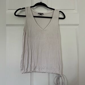 4/$25 Express White V Neck Tank Top with Drawstring Detail